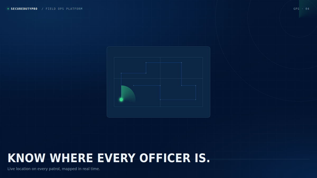 Live GPS map tracking an officer's patrol route